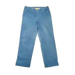 Ruby Rd Jeans Womens 14 Blue Denim Straight Leg Stretch Elastic Waist